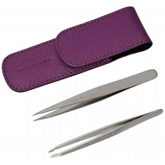 Мини-набор пинцетов Tweezerman 4048-P с фиолетовым кейсом 2 шт