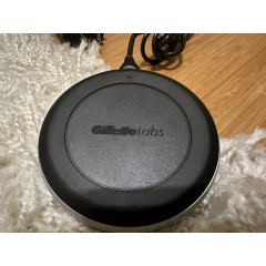 Gillette Labs Heated Razor electric shaver with 1 used razor, 2 new replacement blades, and charging dock