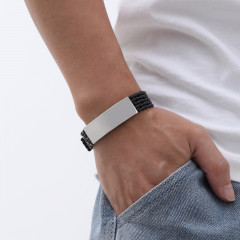 Браслет Quanxi Water Jewelry BS-153 унісекс чорний зі сріблястим