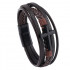 Braided unisex brown leather and black hardware bracelet