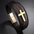 Braided unisex brown leather and golden hardware bracelet