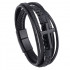 Braided unisex black leather and black accessories bracelet