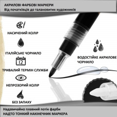 Набір акрилових маркерів Stylo Metallic 0,7 мм 4 кольори чорний золотий сріблястий білий