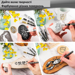 Набір акрилових маркерів Stylo Metallic 0,7 мм 4 кольори чорний золотий сріблястий білий