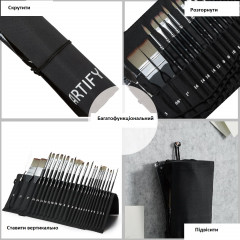 Artify Expert Series 25-piece painting brush set in a case