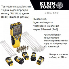 Мережевий тестер кабелів Klein Tools VDV501-853 Scout Pro 3 з набором віддалених модулів