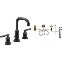 Двоважільний змішувач для раковини Moen T6142BL-9000, матовий чорний