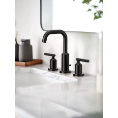 Двоважільний змішувач для раковини Moen T6142BL-9000, матовий чорний