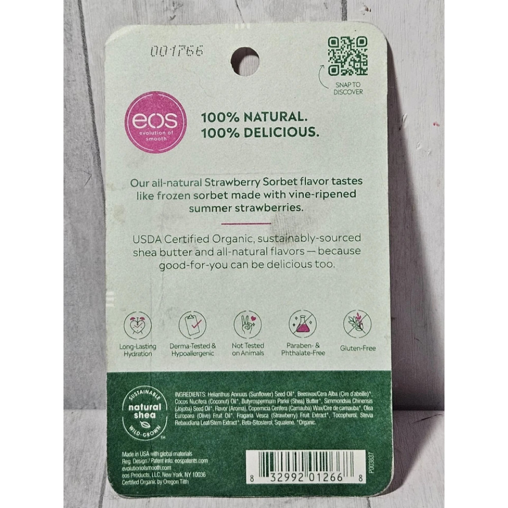 EOS moisturizing lip balm with shea butter and strawberry sorbet aroma 2 pcs 4 g each