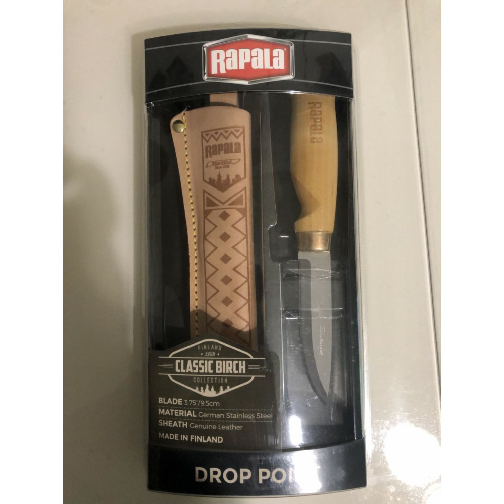 Rapala Birch Collection 3.75” German Steel Model CBDP4 Wood Handled Knife with Wooden Handle
