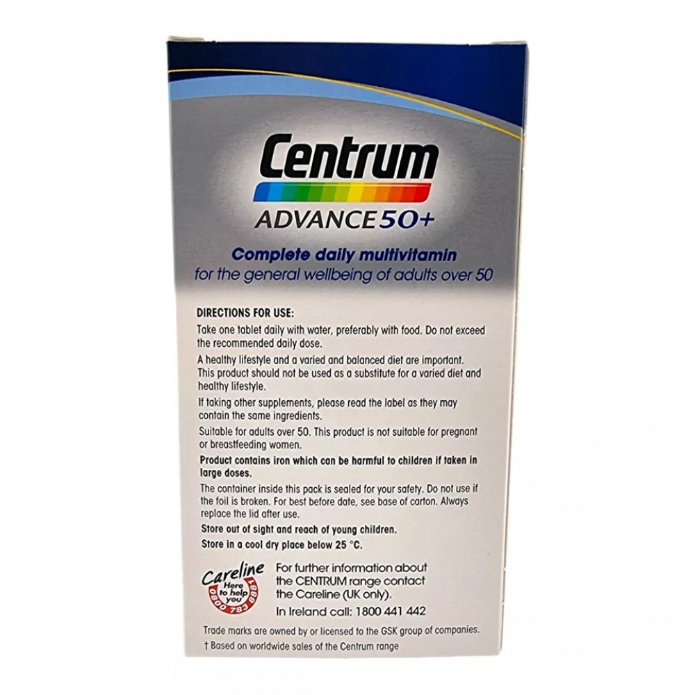 Поливитамины Centrum Advance 50+ для здоровья после 50 лет 180 шт Уценка срок годности 02/2025