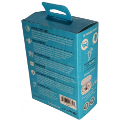 JLab JBuds Air Sport wireless earphones in white a charging case.