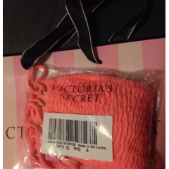 Купальник жіночий бандо Victoria's Secret Smocked Lace-up Bandeau neon nectar (розмір S)
