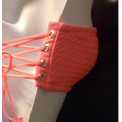 Купальник жіночий бандо Victoria's Secret Smocked Lace-up Bandeau neon nectar (розмір S)