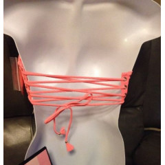 Купальник жіночий бандо Victoria's Secret Smocked Lace-up Bandeau neon nectar (розмір S)