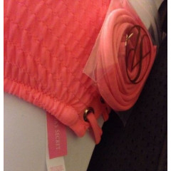 Купальник жіночий бандо Victoria's Secret Smocked Lace-up Bandeau neon nectar (розмір S)