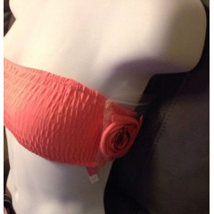 Купальник жіночий бандо Victoria's Secret Smocked Lace-up Bandeau neon nectar (розмір S)