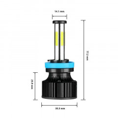 Комплект 2 LED лампи для фар далекого/ближнього світла IRONWALLS H11/H9/H8 6500K 420000LM