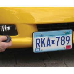 License plate frame with remote control and concealment mechanism Altec Products Show Go
