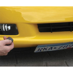 License plate frame with remote control and concealment mechanism Altec Products Show Go
