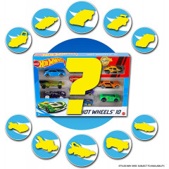 Collectible set of Hot Wheels car models 54886 10 Car Pack Assortment 10 pcs Made in Malaysia.