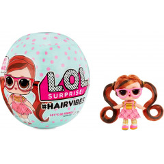 Game set with LOL Surprise Hairvibes Dolls with wigs and 15 surprises.
