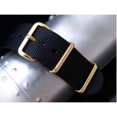 Ремінець для годинника тактичний MILTAT G10 Nato Nylon IP Gold Black 18 мм