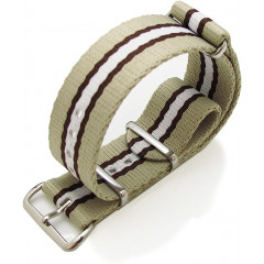 Tactical MILTAT G10 Nato Nylon Watch Strap 22mm (beige with brown and white stripes)