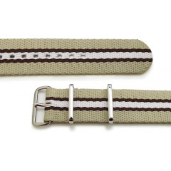 Ремінець для годинника тактичний MILTAT G10 Nato Nylon 22 мм (бежевий з коричневими та білою смужками)