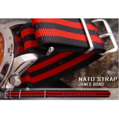 Ремінець для годинника тактичний MILTAT G10 Nato James Bond Black & Red 20 мм