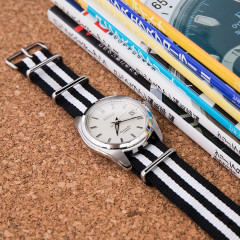 Ремінець для годинника тактичний MILTAT G10 Nato James Bond J10 Black & White 20 мм