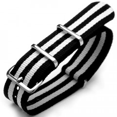 Ремінець для годинника тактичний MILTAT G10 Nato James Bond J10 Black & White 20 мм