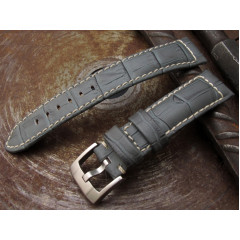 Шкіряний ремінець для годинника MiLTAT Croco Grain Strap світло-сірий 24 мм