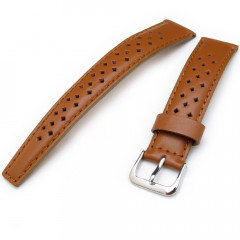 Кожаный ремешок для часов Taikonaut Diamond Punch Holes коричневый 18 мм