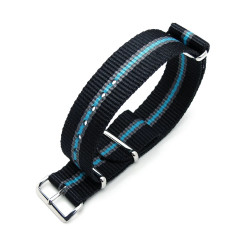 Tactical MILTAT G10 Nato Nylon Watch Strap 20mm (black with gray and blue stripes)