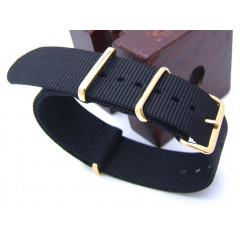 Ремінець для годинника тактичний MILTAT G10 Nato Nylon IP Gold Black 22 мм
