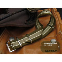 Ремінець для годинника тактичний MILTAT G10 Nato Nylon Khaki 20 мм