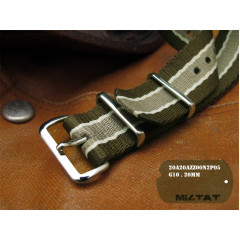Ремінець для годинника тактичний MILTAT G10 Nato Nylon Khaki 20 мм