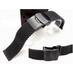 Браслет для годинника Taikonaut PVD Black Mesh Watch Band с застібкою Push-Button Clasp (20 мм)