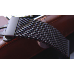 Браслет для годинника Taikonaut PVD Black крупного плетіння із застібкою Deployant Clasp (20 мм)