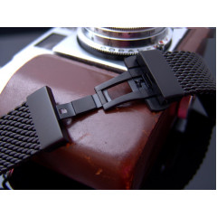 Браслет для годинника Taikonaut PVD Black крупного плетіння із застібкою Deployant Clasp (20 мм)