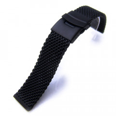 Taikonaut PVD Black Mesh Watch Band with PushButton Clasp ( mm)