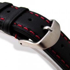 Кожаный ремешок для часов Taikonaut Sport Racer Punch Holes Black 20 мм