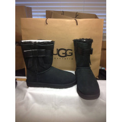 Угги UGG Australia Josette Black с декоративными кожаным бантом сбоку (размер 38)