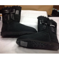Угги UGG Australia Josette Black с декоративными кожаным бантом сбоку (размер 38)