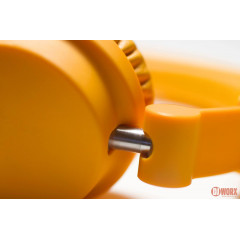 Urbanears Zinken headphones with phone, orange.