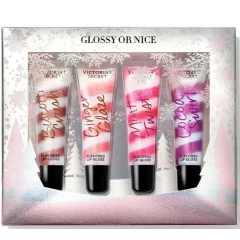 Подарочный набор блесков для губ 4шт Victoria`s Secret Glossy Or Nice Flavored Lip Gloss