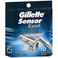 Бритвені картриджі Gillette Sensor Excel для чоловіків упаковка 10 шт