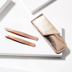 Комплект пинцетов Tweezerman Petite Point & Slant в розовом золоте