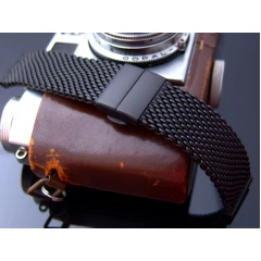 Taikonaut PVD Black bracelet for watches, large weave with a Deployant Clasp (20 mm).